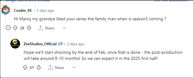 The family man season 3 ott release date in India 