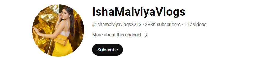 Isha Malviya YouTube channel